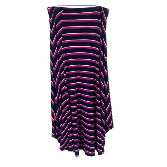 Chicos Multi-Colored Striped Maxi Skirt Size 2 US 12/14Pink Navy Pull On Stretch - Picture 2 of 8